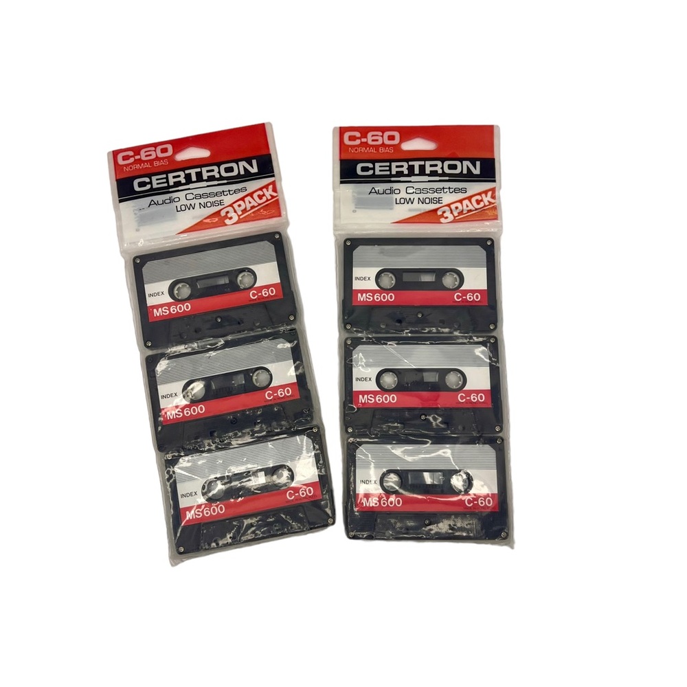 New Certron Blank Cassette Tapes C-60 3 pack Sealed Old Stock Low Noise - 2 Pack
